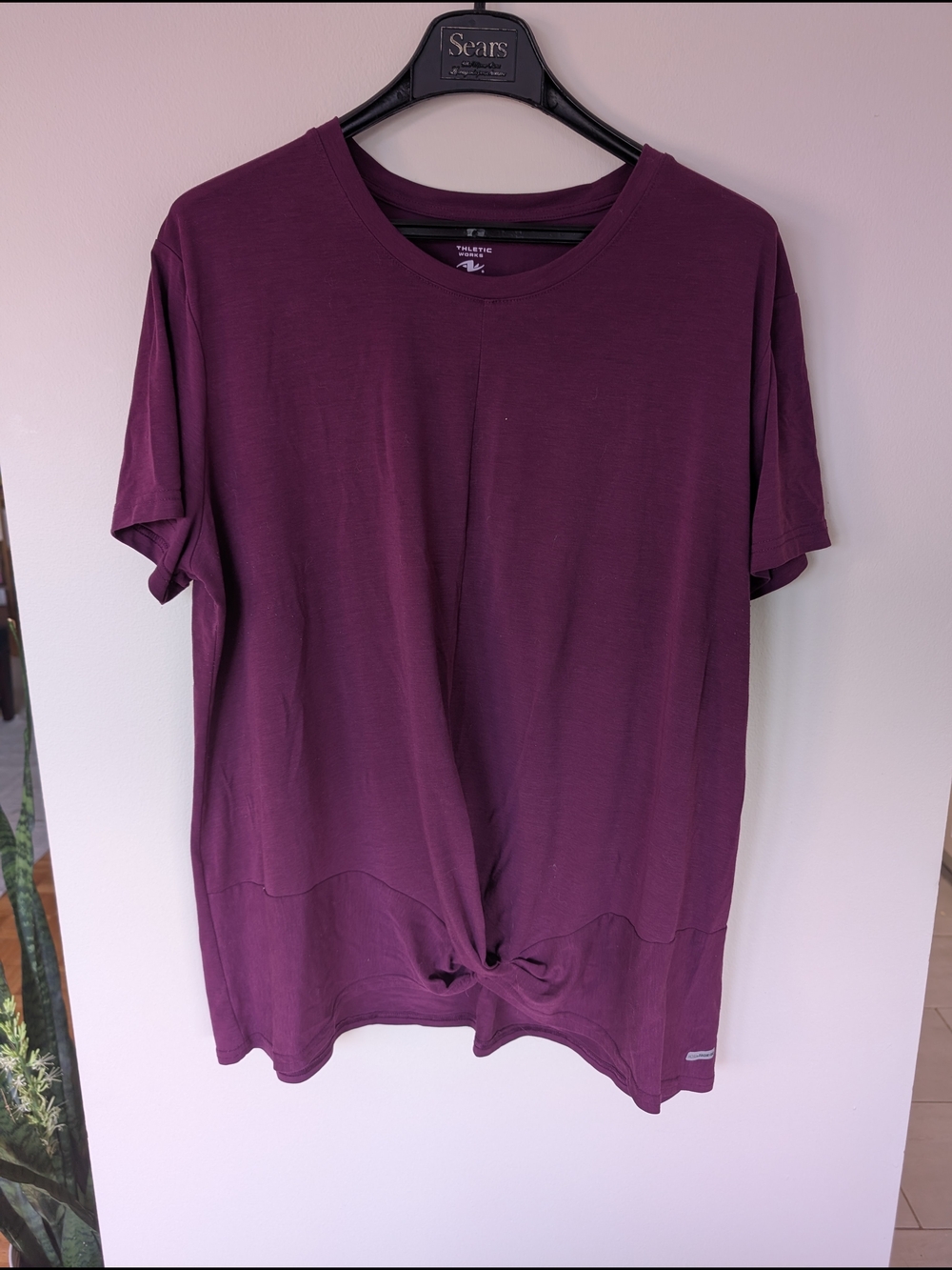 Athletic Works Deep Plum Short Sleeve Knot Tee